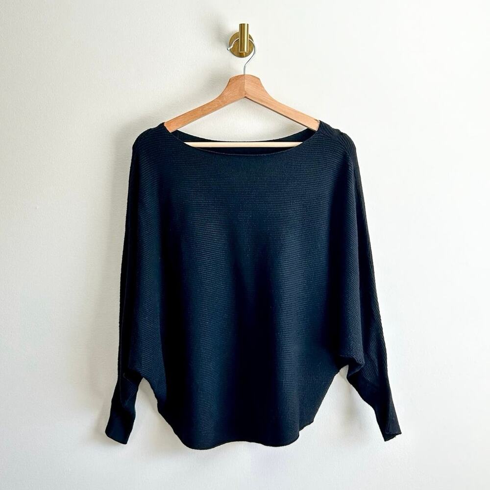 Unbranded Knit Boat Neck Pullover Long Sleeve Blouse Black L